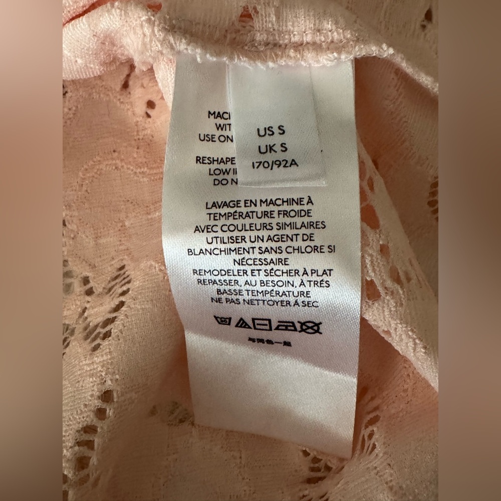 Free People Olivia Balloon Sleeve Lace Blouse / Soft Pink / Size Small - Picture 7 of 7